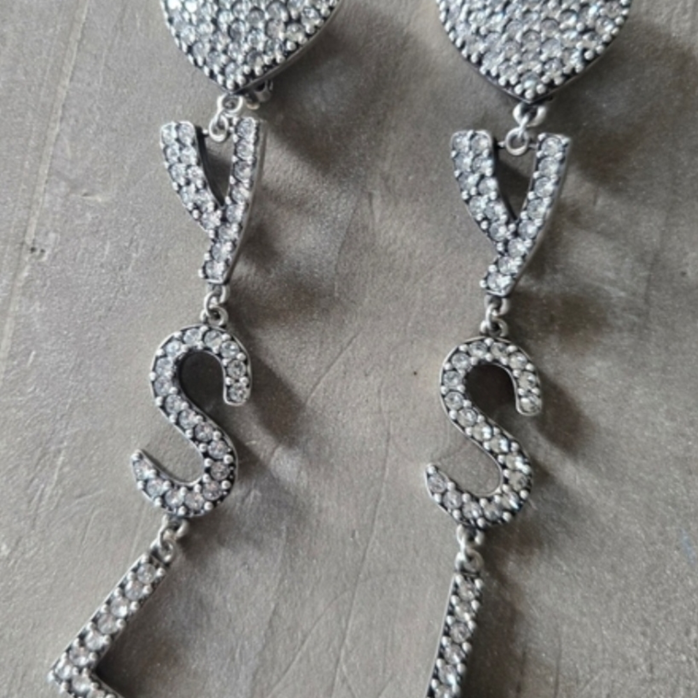 Saint Laurent Black Heart Drop Earrings - Picture 5 of 5